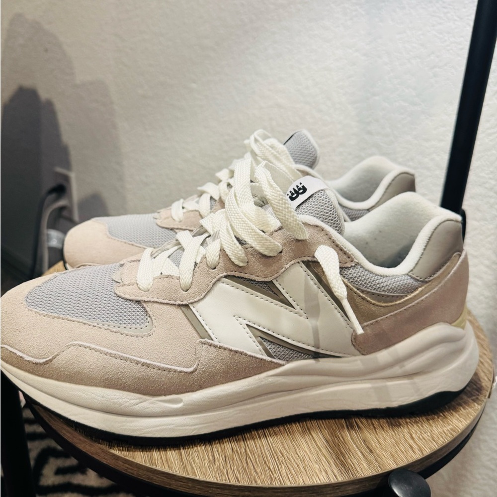 New Balance Beige and White Athletic Shoes
